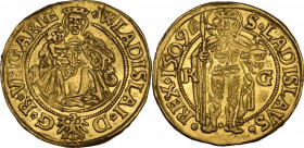 Hungary. Wladislaw II (1490-1516). Goldgulden 1509. Huszár 771; Fried. 33. AU. 3.56 g. 21.00 mm. R. Scratch on reverse. EF.