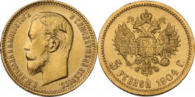 Russia. Nicholas II of Russia (1894-1917). 5 Rubles, 1904-AP. KM Y-62; Fried. 180; Bit. 31. AV. 18.50 mm. SPL/qFDC.
