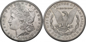 USA. Morgan Dollar 1884 CC, Carson City. KM 110. AR. 26.80 g. 38.10 mm. Encapsulated CCG MS 63. MS.