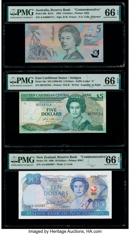 Australia Reserve Bank 5 Dollars 7.7.1992 Pick 50b R214 PMG Gem Uncirculated 66 ...