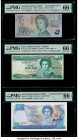 Australia Reserve Bank 5 Dollars 7.7.1992 Pick 50b R214 PMG Gem Uncirculated 66 EPQ; East Caribbean States Central Bank, Antigua 5 Dollars ND (1986-88...