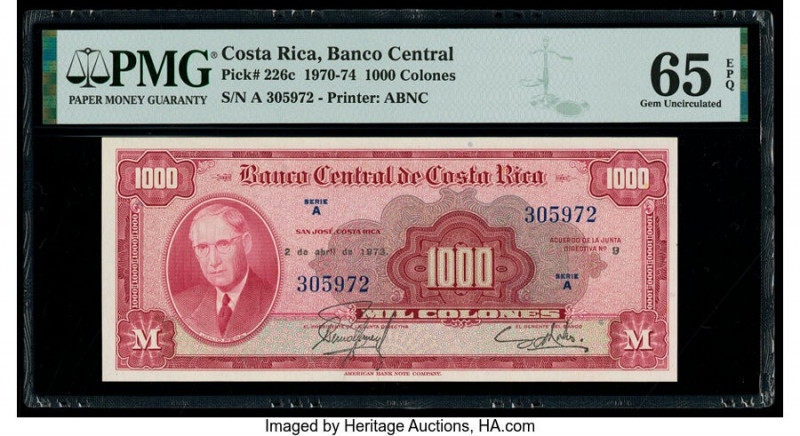 Costa Rica Banco Central de Costa Rica 1000 Colones 2.4.1973 Pick 226c PMG Gem U...