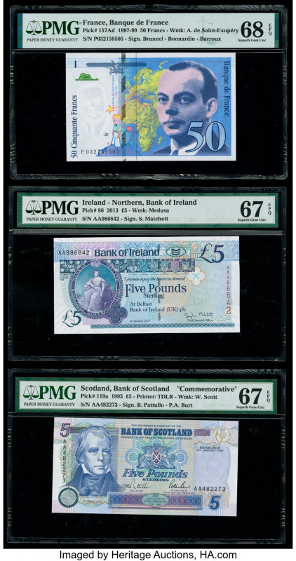 France Banque de France 50 Francs 1997-99 Pick 157Ad PMG Superb Gem Unc 68 EPQ; ...