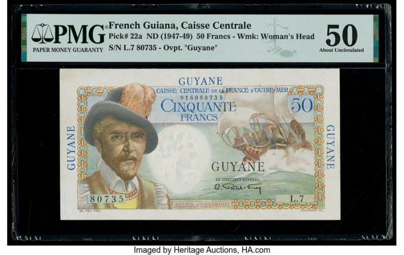 French Guiana Caisse Centrale de la France Libre 50 Francs ND (1947-49) Pick 22a...
