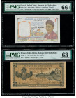 French Indochina Banque de l'Indo-Chine 1; 20 Piastres ND (1949); ND (1942-45) Pick 54e; 71 Two Examples PMG Gem Uncirculated 66 EPQ; Choice Uncircula...