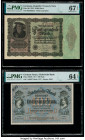 Germany Republic Treasury Note 50,000 Mark 19.11.1922 Pick 80 PMG Superb Gem Unc 67 EPQ; German States Bank of Saxony 100 Mark 2.1.1911 Pick S952b PMG...