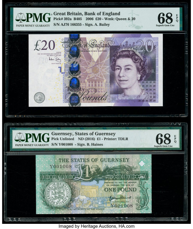 Great Britain Bank of England 20 Pounds 2006 Pick 392a PMG Superb Gem Unc 68 EPQ...