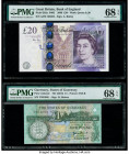 Great Britain Bank of England 20 Pounds 2006 Pick 392a PMG Superb Gem Unc 68 EPQ; Guernsey States of Guernsey 1 Pound ND (2016) Pick UNL PMG Superb Ge...