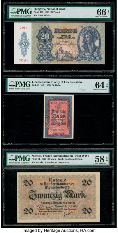 Hungary Hungarian National Bank 20 Pengo 1941 Pick 109 PMG Gem Uncirculated 66 E...