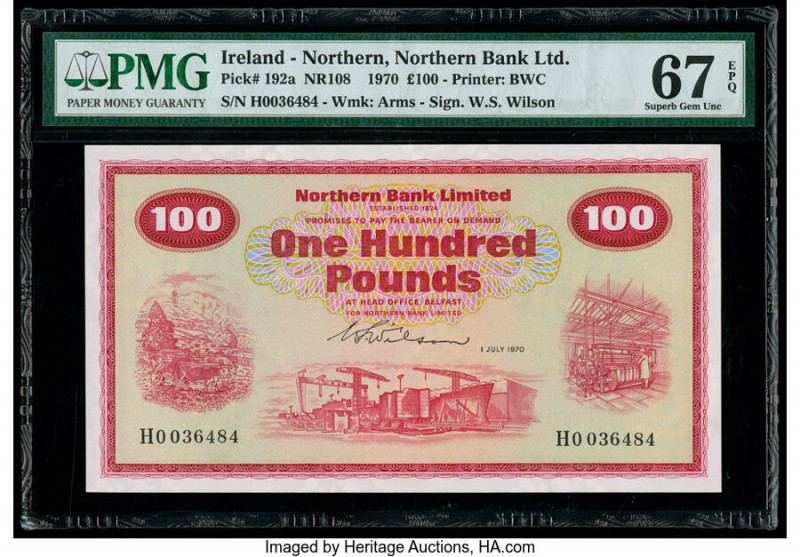 Ireland - Northern Northern Bank Limited 100 Pounds 1.7.1970 Pick 192a PMG Super...