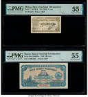 Macau Banco Nacional Ultramarino 1; 50 Avos ND (1942); 1946 Pick 13; 38a Two Examples PMG About Uncirculated 55 EPQ; About Uncirculated 55. Minor pape...
