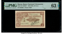 Macau Banco Nacional Ultramarino 20 Avos ND (1942) Pick 16 KNB17 PMG Choice Uncirculated 63 EPQ. 

HID09801242017

© 2020 Heritage Auctions | All Righ...