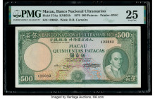 Macau Banco Nacional Ultramarino 500 Patacas 24.4.1979 Pick 57Aa KNB51b PMG Very Fine 25. A tear is noted on this example.

HID09801242017

© 2020 Her...