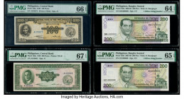 Philippines Philippine National Bank 100; 200 Pesos; 200 Piso (2) ND (1949) (2) 2002-09 (2) Pick 139a; 140a; 195a; 195b Four Examples PMG Gem Uncircul...