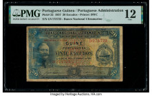 Portuguese Guinea Banco Nacional Ultramarino, Guine 20 Escudos 14.9.1937 Pick 22 PMG Fine 12. Discoloration and minor repairs have been noted on this ...