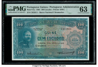 Portuguese Guinea Banco Nacional Ultramarino, Guine 100 Escudos 30.6.1964 Pick 41a PMG Choice Uncirculated 63. Minor stains are noted on this example....