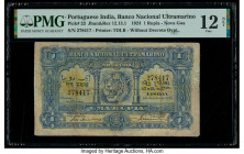 Portuguese India Banco Nacional Ultramarino, Nova Goa 1 Rupia 1924 Pick 23 Jhunjhunwalla-Razack 12.13.1 PMG Fine 12 Net. Repairs are noted on this exa...