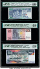 Singapore Board of Commissioners of Currency 1; 2; 50 Dollar ND (1997); ND (1992); ND (1997 Pick 18a; 28; 36 three examples PMG Gem Uncirculated 66 EP...