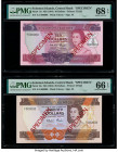 Solomon Islands Central Bank of Solomon Islands 10; 20 Dollars ND (1984) Pick 11s; 12s Two Specimen PMG Superb Gem Unc 68 EPQ; Gem Uncirculated 66 EPQ...