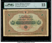 Turkey Ministry of Finance 5 Livres 1912 / AH1331 Pick 70 PMG Choice Fine 15. Edge damage has been noted on this example.

HID09801242017

© 2020 Heri...