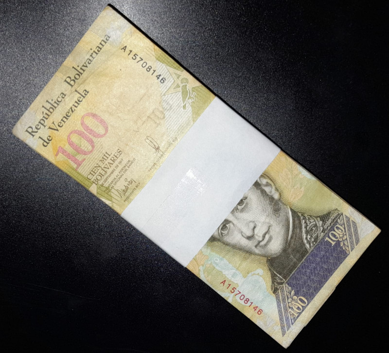 Venezuela 1 Pack (100 Notes) 2017 100.000 (100000) Bolivares BsF Circulated VF-A...