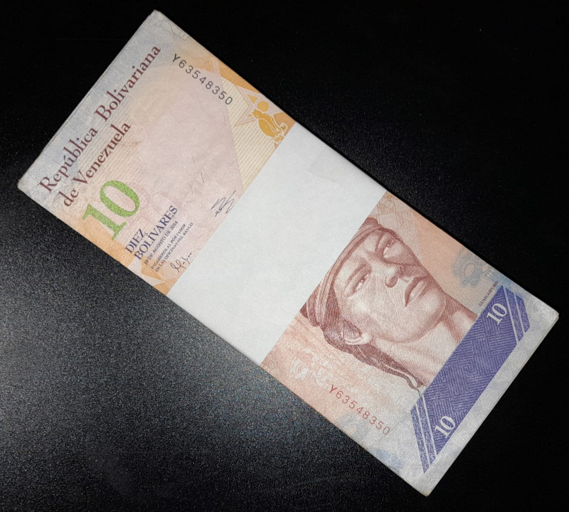 Venezuela 1 Pack (100 Notes) 2007-2015 10 Bolivares BsF Circulated VF-AU, Mixed ...