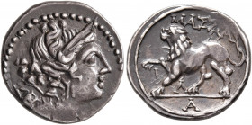 GAUL. Massalia. Circa 125-90 BC. Drachm (Silver, 16 mm, 2.82 g, 4 h). Laureate head of Artemis to right, wearing pendant earring and pearl necklace an...