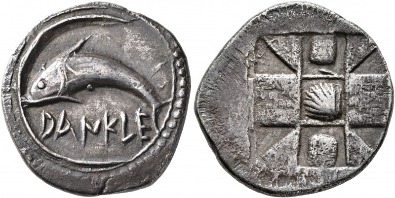 SICILY. Messana (as Zankle). Circa 500-493 BC. Drachm (Silver, 23 mm, 5.95 g). D...