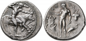 SICILY. Selinos. Circa 455-440 BC. Didrachm (Silver, 23 mm, 8.71 g, 9 h). Σ-E-ΛI-[N-ONT-IO-Σ] Herakles standing right, holding club overhead in his ri...