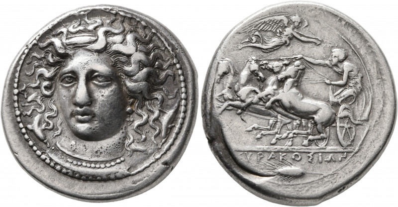 SICILY. Syracuse. Second Democracy, 466-405 BC. Tetradrachm (Silver, 28 mm, 17.1...