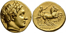 KINGS OF MACEDON. Philip II, 359-336 BC. Stater (Gold, 19 mm, 8.62 g, 10 h), Pella, struck under Antipater, Polyperchon, or Kassander, circa 323/2-315...