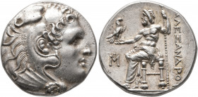 KINGS OF MACEDON. Alexander III ‘the Great’, 336-323 BC. Tetradrachm (Silver, 27 mm, 17.00 g, 1 h), Miletos, circa 295-275. Head of Herakles to right,...