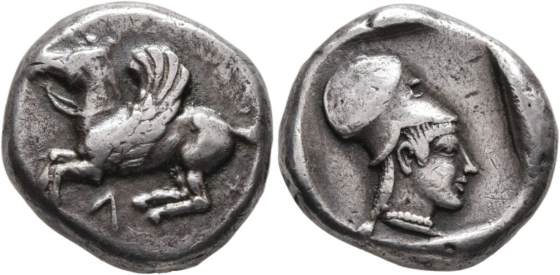 AKARNANIA. Leukas. Circa 470-450 BC. Stater (Silver, 18 mm, 8.47 g, 10 h). Pegas...