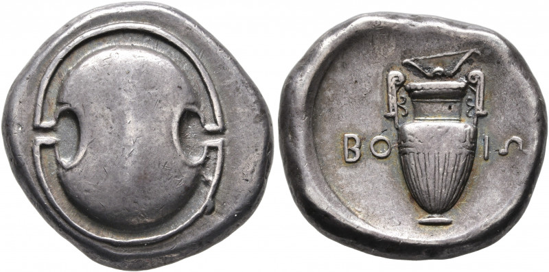 BOEOTIA, Federal Coinage. Circa 395-387 BC. Stater (Silver, 23 mm, 12.23 g). Boe...