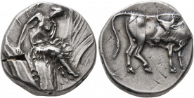 CRETE. Gortyna. Circa 330-270 BC. Stater (Silver, 22 mm, 11.53 g, 3 h). Europa seated half-right in plane tree, leaning her right hand on branch and p...
