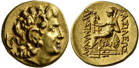 KINGS OF PONTOS. Mithradates VI Eupator, circa 120-63 BC. Stater (Gold, 19 mm, 8.35 g, 12 h), First Mithradatic War issue, in the name and types of Ly...