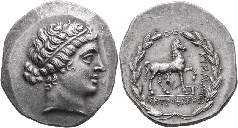 AEOLIS. Kyme. Circa 155-143 BC. Tetradrachm (Silver, 32 mm, 16.54 g, 12 h), Metr...