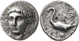 IONIA. Klazomenai. Circa 375-360 BC. Tetradrachm (Silver, 26 mm, 15.06 g, 12 h), Arimnestos, magistrate. Laureate and draped bust of Apollo facing thr...