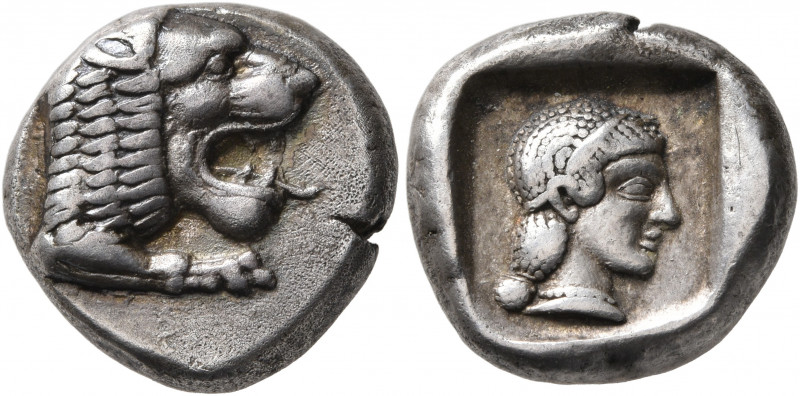 CARIA. Knidos. Circa 449-411 BC. Drachm (Silver, 16 mm, 6.15 g, 9 h), Aeginetic ...