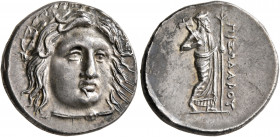 SATRAPS OF CARIA. Pixodaros, circa 341/0-336/5 BC. Didrachm (Silver, 20 mm, 7.00 g, 12 h), Halikarnassos. Laureate head of Apollo facing slightly to r...