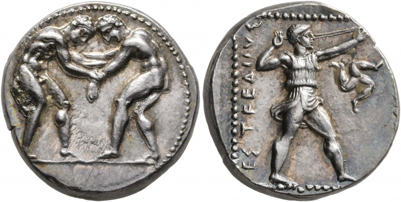 PAMPHYLIA. Aspendos. Circa 400-380 BC. Stater (Silver, 22 mm, 10.94 g, 2 h). Two...