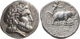 SELEUKID KINGS OF SYRIA. Seleukos I Nikator, 312-281 BC. Tetradrachm (Silver, 27 mm, 16.12 g, 6 h), Aï Khanoum, after circa 285. Laureate head of Zeus...