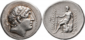 SELEUKID KINGS OF SYRIA. Antiochos II Theos, 261-246 BC. Tetradrachm (Silver, 30 mm, 17.00 g, 1 h), Myrina. Diademed head of Antiochos II to right. Re...