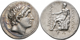 SELEUKID KINGS OF SYRIA. Antiochos II Theos, 261-246 BC. Tetradrachm (Silver, 30 mm, 17.15 g, 12 h), Kyme. Diademed head of Antiochos II to right. Rev...
