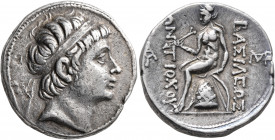 SELEUKID KINGS OF SYRIA. Antiochos III ‘the Great’, 222-187 BC. Tetradrachm (Silver, 27 mm, 16.82 g, 5 h), Laodikeia by the Sea (?) or perhaps a mint ...