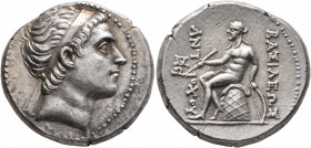 SELEUKID KINGS OF SYRIA. Antiochos III ‘the Great’, 222-187 BC. Tetradrachm (Silver, 27 mm, 17.26 g, 12 h), 'rose mint', perhaps Edessa, circa 213-205...
