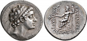SELEUKID KINGS OF SYRIA. Antiochos V Eupator, 164-162 BC. Tetradrachm (Silver, 31 mm, 16.71 g, 1 h), Antiochia on the Orontes. Diademed head of Antioc...