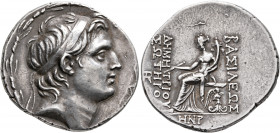 SELEUKID KINGS OF SYRIA. Demetrios I Soter, 162-150 BC. Tetradrachm (Silver, 33 mm, 16.62 g, 1 h), Antiochia on the Orontes, SE 158 = 155/4. Diademed ...