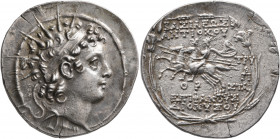 SELEUKID KINGS OF SYRIA. Antiochos VI Dionysos, 144-142 BC. Tetradrachm (Silver, 32 mm, 16.46 g, 1 h), Antiochia on the Orontes. Struck under Tryphon,...