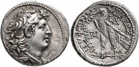 SELEUKID KINGS OF SYRIA. Tryphon, circa 142-138 BC. Tetradrachm (Silver, 29 mm, 13.67 g, 1 h), Ptolemaic standard. Ake-Ptolemais, RY 4 = 139/8. Diadem...